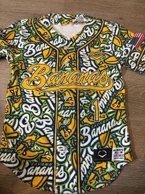 Kids 'Savanna Bananas' Yellow & Green Baseball Jersey.